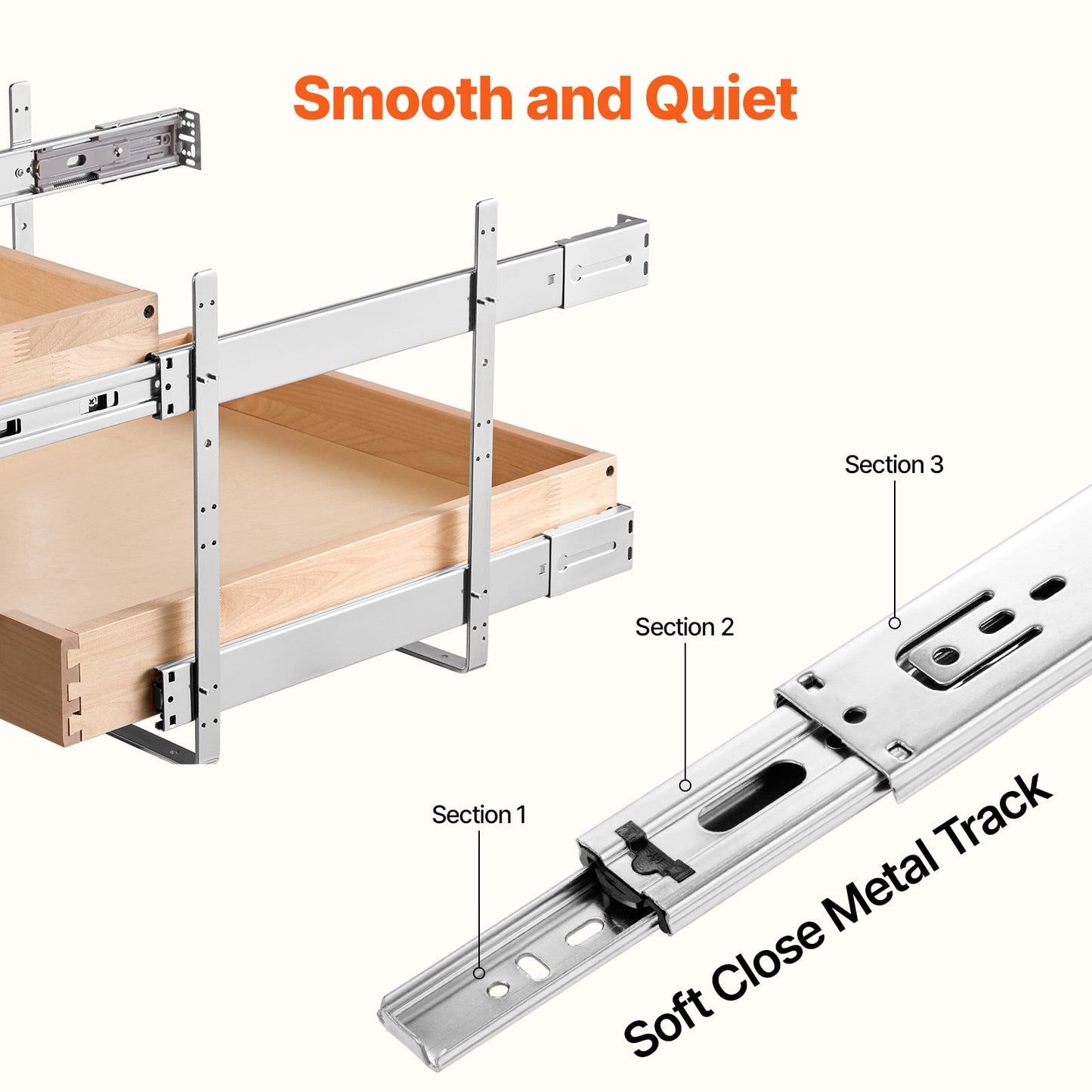 KFFKFF 2-Tier Pull-Out Cabinet Organizer, 20"W x 21"D Sliding Drawer, Soft-Close Shelf, Durable Wooden Design, Adjustable Base for Kitchen, Pantry, or Bathroom Storage