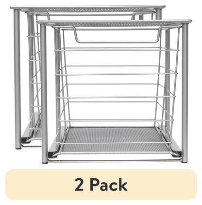 Mainstays Black Small Stackable Slide-Out Drawer Organizer 10 in x 15 in x 5.5 in