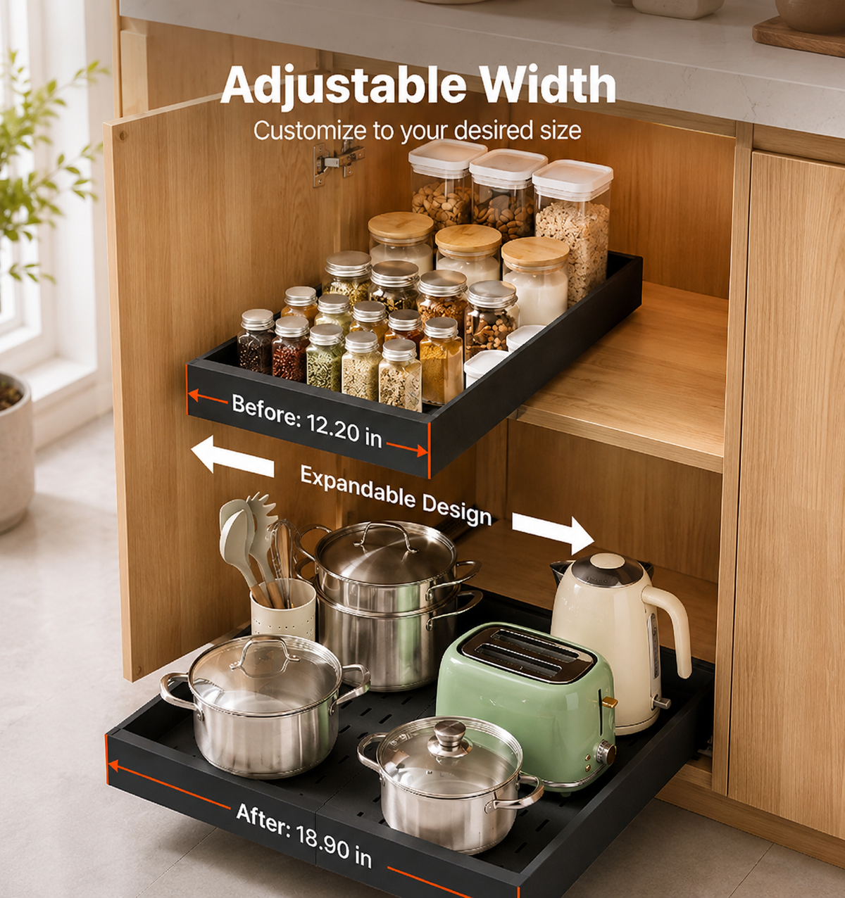 4-Pack Adjustable Pull-Out Cabinet Organizers