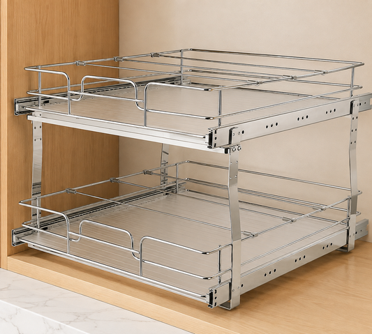 2-Tier Sliding Cabinet Storage Organizer