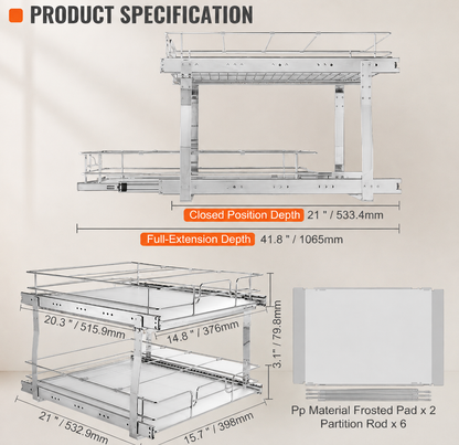 2-Tier Sliding Cabinet Storage Organizer