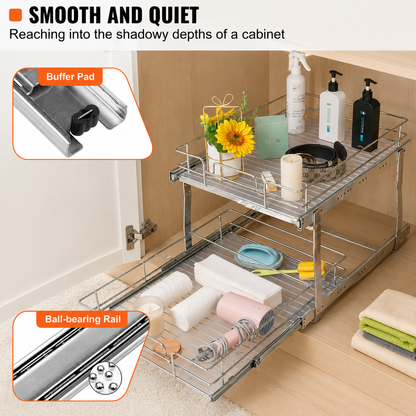 2-Tier Sliding Cabinet Storage Organizer