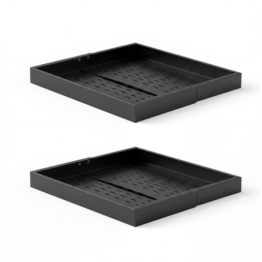 KFFKFF Pull-Out Cabinet Organizer, 4-Pack Adjustable Width (12.2"-18.9"), 20.47" Deep Sliding Drawers for Kitchen and Pantry Cabinets, Includes Nano Adhesive Strips, Black