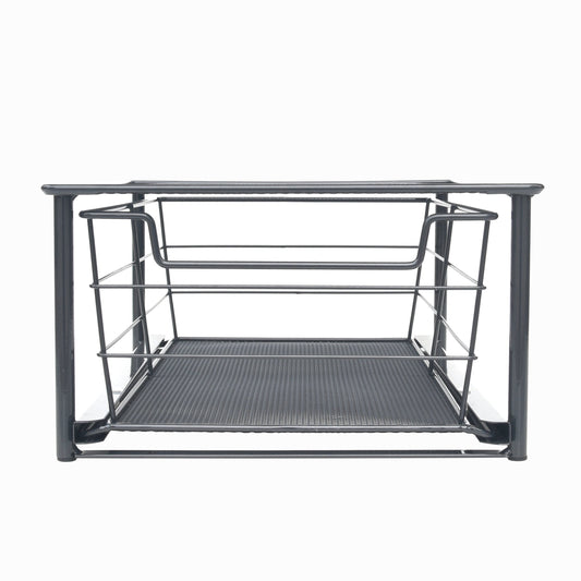 Mainstays Black Small Stackable Slide-Out Drawer Organizer 10 in x 15 in x 5.5 in