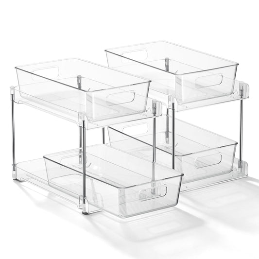 Sorbus 2-Tier Pull-Out Storage Drawers 2-Pack for Bathroom, Kitchen & Utility Organization