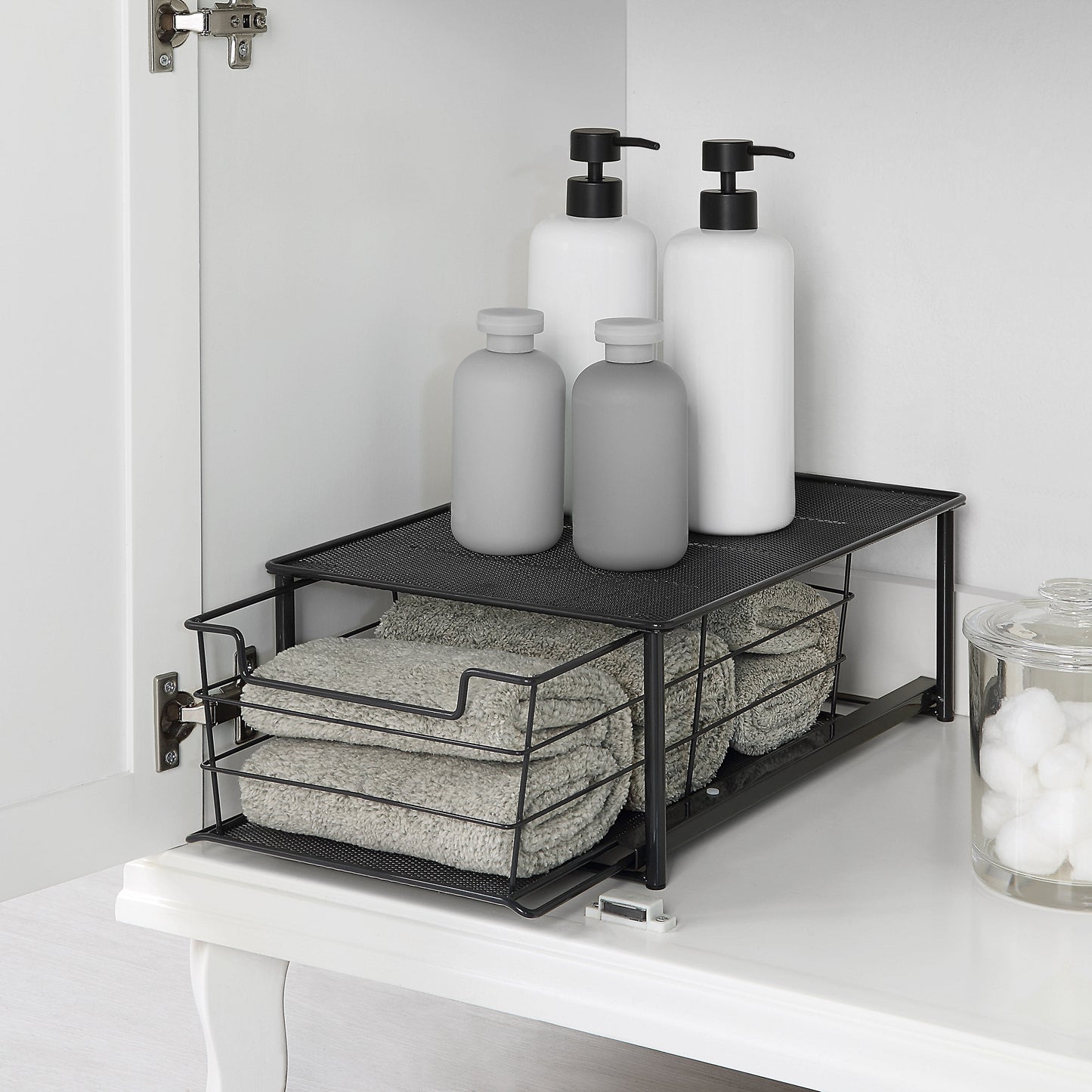 Mainstays Black Small Stackable Slide-Out Drawer Organizer 10 in x 15 in x 5.5 in