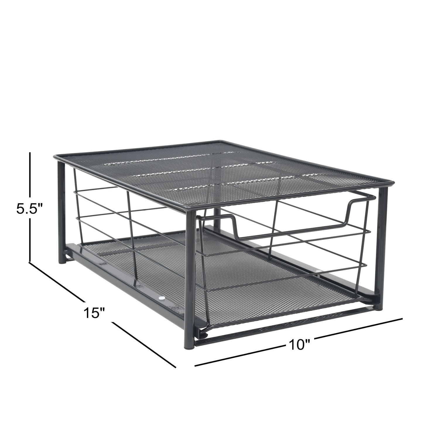 Mainstays Black Small Stackable Slide-Out Drawer Organizer 10 in x 15 in x 5.5 in