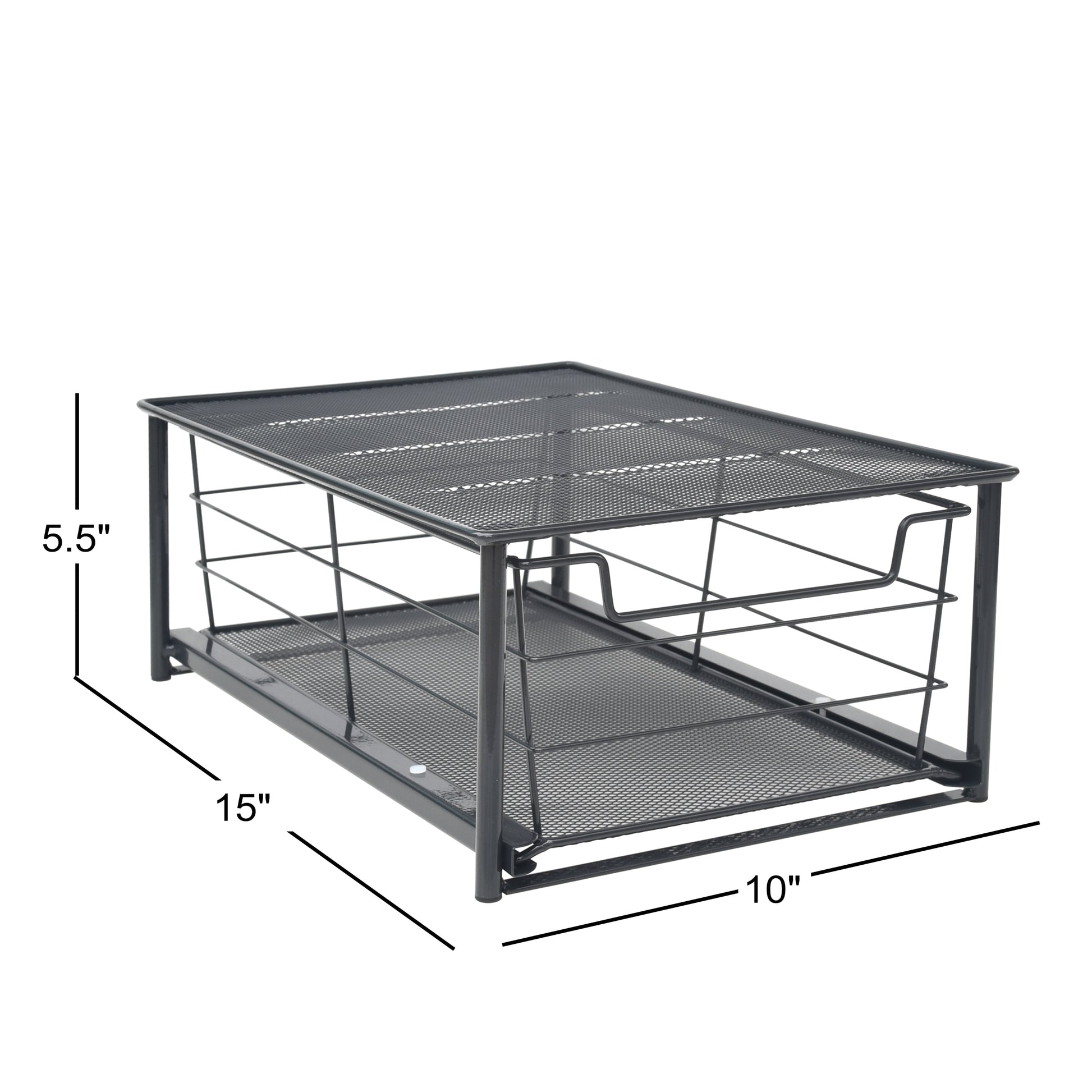 Mainstays Black Small Stackable Slide-Out Drawer Organizer 10 in x 15 in x 5.5 in