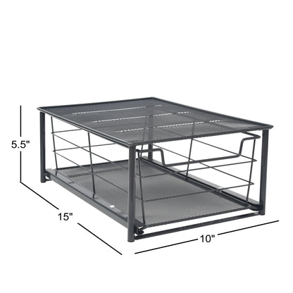 Mainstays Black Small Stackable Slide-Out Drawer Organizer 10 in x 15 in x 5.5 in